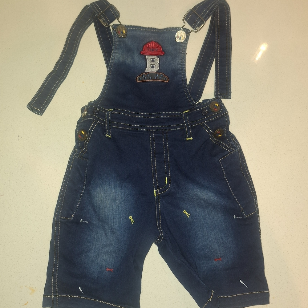 Denim Overalls with Embroidered Details‎